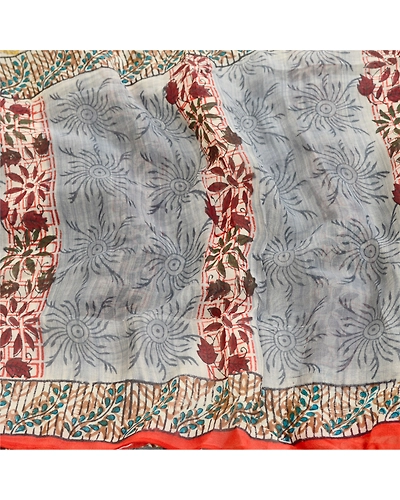 Sanskriti Vintage Yellow Sarees Pure Georgette Silk Printed Sari Craft Fabric, PRG-10930-Yellow-Printed Floral Design-Pure Georgette Silk-6
