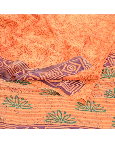 Sanskriti Vintage Red Sarees Pure Georgette Silk Printed Sari Soft Craft Fabric, PRG-10931-Red-Printed Floral Design-Pure Georgette Silk-1