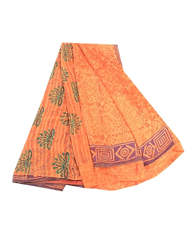 Sanskriti Vintage Red Sarees Pure Georgette Silk Printed Sari Soft Craft Fabric, PRG-10931-Red-Printed Floral Design-Pure Georgette Silk-2