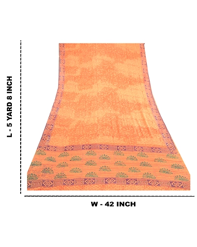 Sanskriti Vintage Red Sarees Pure Georgette Silk Printed Sari Soft Craft Fabric, PRG-10931-Red-Printed Floral Design-Pure Georgette Silk-3