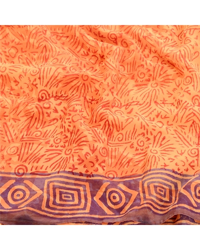 Sanskriti Vintage Red Sarees Pure Georgette Silk Printed Sari Soft Craft Fabric, PRG-10931-Red-Printed Floral Design-Pure Georgette Silk-6