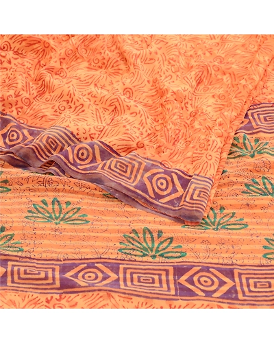 Sanskriti Vintage Red Sarees Pure Georgette Silk Printed Sari Soft Craft Fabric, PRG-10931-Red-Printed Floral Design-Pure Georgette Silk-9