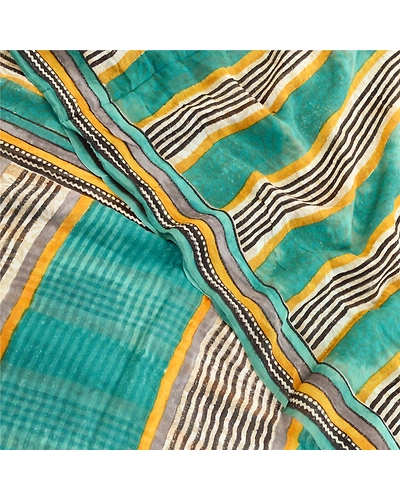 Sanskriti Vintage Blue Sarees Pure Georgette Silk Printed Sari 5Yd Craft Fabric, PRG-10940-Blue-Printed Floral Design-Pure Georgette Silk-7
