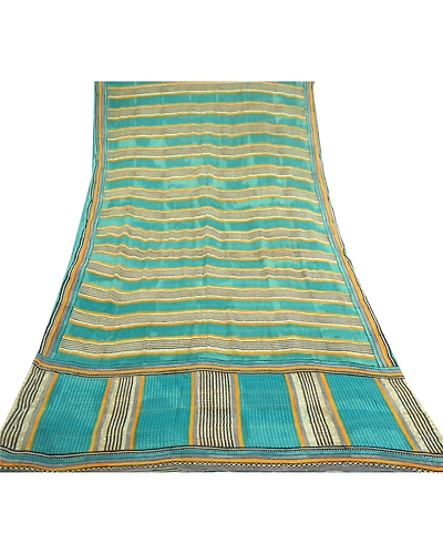 Sanskriti Vintage Blue Sarees Pure Georgette Silk Printed Sari 5Yd Craft Fabric, PRG-10940-Blue-Printed Floral Design-Pure Georgette Silk-8
