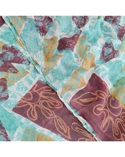 Sanskriti Vintage Blue Sarees Pure Georgette Silk Printed Sari 5Yd Craft Fabric, PRG-10944-Blue-Printed Floral Design-Pure Georgette Silk-7