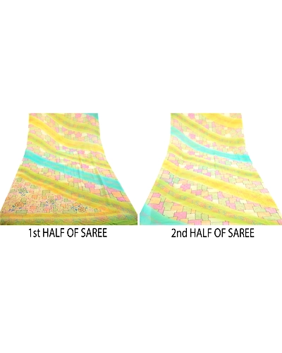 Sanskriti Vintage Multi Indian Sarees Georgette Printed Sari Soft Craft Fabric, PRG-10949-Multi-Printed Floral Design-Georgette-5
