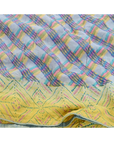 Sanskriti Vintage Blue Sarees Pure Georgette Silk Printed Sari 5Yd Craft Fabric, PRG-10951-Blue-Printed Floral Design-Pure Georgette Silk-6