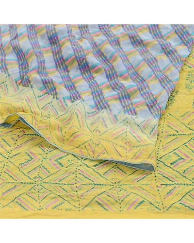 Sanskriti Vintage Blue Sarees Pure Georgette Silk Printed Sari 5Yd Craft Fabric, PRG-10951-Blue-Printed Floral Design-Pure Georgette Silk-9