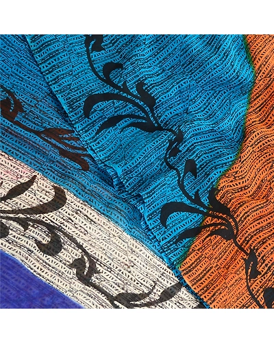 Sanskriti Vintage Multi Sarees Pure Georgette Silk Printed Sari 5Yd Craft Fabric, PRG-10968-Multi-Printed Floral Design-Pure Georgette Silk-1