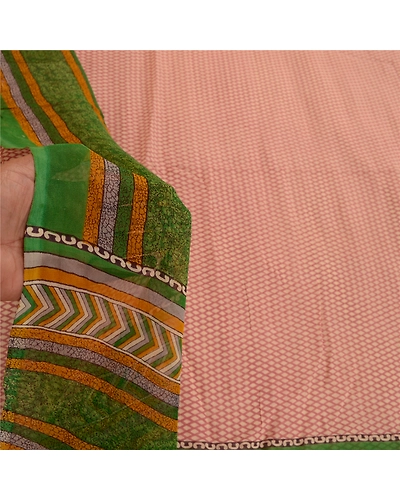 Sanskriti Vintage Pink Sarees Pure Georgette Silk Printed Sari Soft Craft Fabric, PRG-10975-Pink-Printed Floral Design-Pure Georgette Silk-5