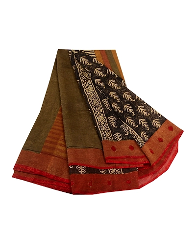 Sanskriti Vintage Black Sarees Pure Georgette Silk Printed Sari 5Yd Craft Fabric, PRG-10999-Black-Printed Floral Design-Pure Georgette Silk-2
