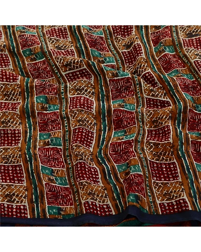Sanskriti Vintage Multi Sarees Pure Georgette Silk Printed Sari 5Yd Craft Fabric, PRG-11026-Multi-Printed Floral Design-Pure Georgette Silk-6