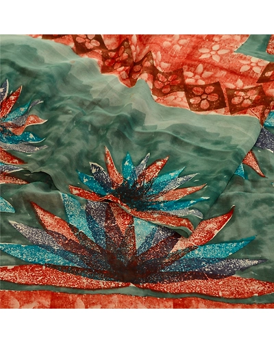 Sanskriti Vintage Red Sarees Pure Georgette Silk Printed Sari 5Yd Craft Fabric, PRG-11033-Brick Red-Printed Floral Design-Pure Georgette Silk-8