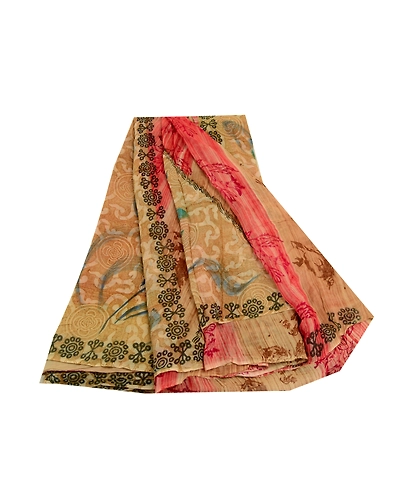 Sanskriti Vintage Brown Sarees Pure Georgette Silk Printed Sari 5Yd Craft Fabric, PRG-11038-Brown-Printed Floral Design-Pure Georgette Silk-2