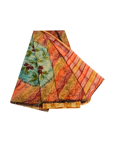 Sanskriti Vintage Sarees 100% Pure Georgette Silk Printed Sari 5 Yd Craft Fabric, PRG-11059-Multi Color-Printed Floral Design-Pure Georgette Silk-2
