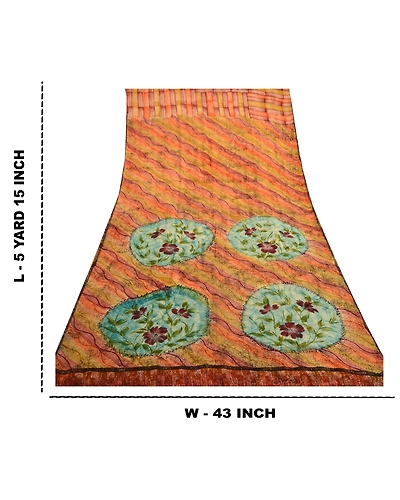 Sanskriti Vintage Sarees 100% Pure Georgette Silk Printed Sari 5 Yd Craft Fabric, PRG-11059-Multi Color-Printed Floral Design-Pure Georgette Silk-3