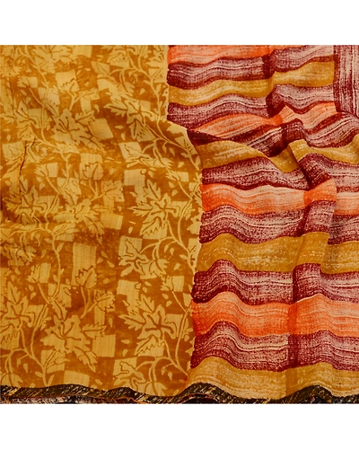 Sanskriti Vintage Sarees 100% Pure Georgette Silk Printed Sari 5 Yd Craft Fabric, PRG-11059-Multi Color-Printed Floral Design-Pure Georgette Silk-6