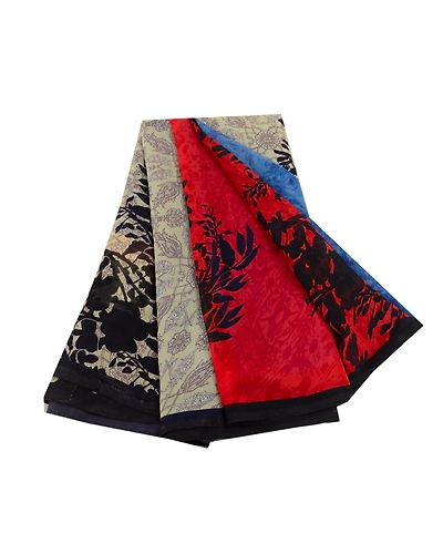 Sanskriti Vintage Blue Indian Sarees Georgette Printed Sari Soft Craft Fabric, PRG-11081-Blue-Printed Floral Design-Poly Georgette-2