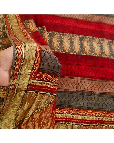 Sanskriti Vintage Gray Printed Sarees Pure Georgette Silk Sari 5Yd Craft Fabric, PRG-11097-Gray-Printed Floral Design-Pure Georgette Silk-4