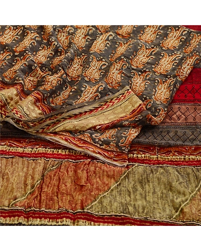 Sanskriti Vintage Gray Printed Sarees Pure Georgette Silk Sari 5Yd Craft Fabric, PRG-11097-Gray-Printed Floral Design-Pure Georgette Silk-7