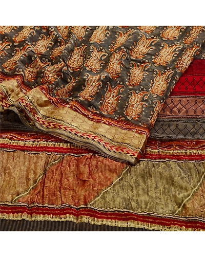 Sanskriti Vintage Gray Printed Sarees Pure Georgette Silk Sari 5Yd Craft Fabric, PRG-11097-Gray-Printed Floral Design-Pure Georgette Silk-9