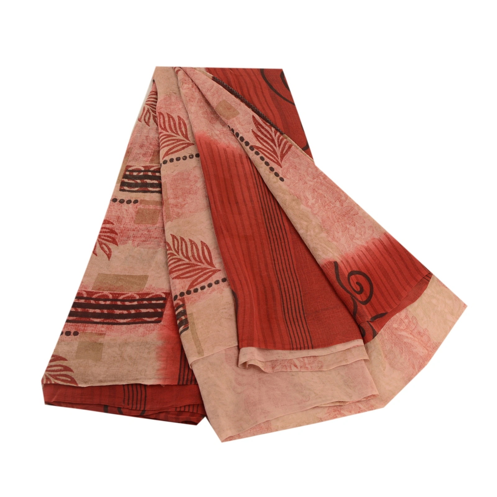 Sanskriti Vintage Pink Printed Sarees Pure Georgette Silk Sari 5Yd Craft Fabric, PRG-11098-Pink-Printed Floral Design-Pure Georgette Silk-2