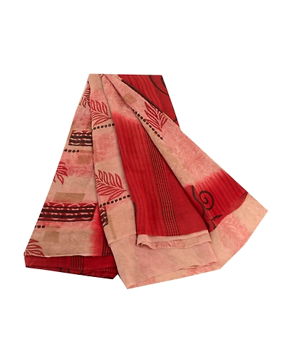 Sanskriti Vintage Pink Printed Sarees Pure Georgette Silk Sari 5Yd Craft Fabric, PRG-11098-Pink-Printed Floral Design-Pure Georgette Silk-2