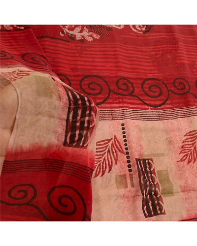 Sanskriti Vintage Pink Printed Sarees Pure Georgette Silk Sari 5Yd Craft Fabric, PRG-11098-Pink-Printed Floral Design-Pure Georgette Silk-4