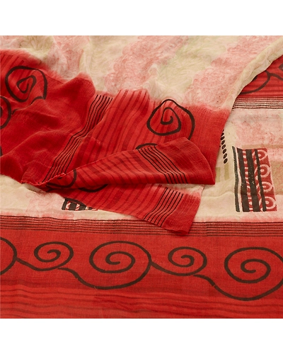Sanskriti Vintage Pink Printed Sarees Pure Georgette Silk Sari 5Yd Craft Fabric, PRG-11098-Pink-Printed Floral Design-Pure Georgette Silk-7