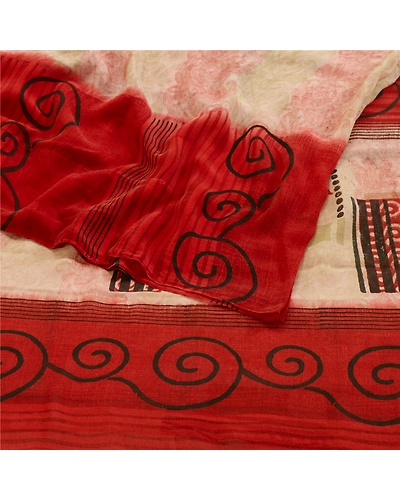 Sanskriti Vintage Pink Printed Sarees Pure Georgette Silk Sari 5Yd Craft Fabric, PRG-11098-Pink-Printed Floral Design-Pure Georgette Silk-9