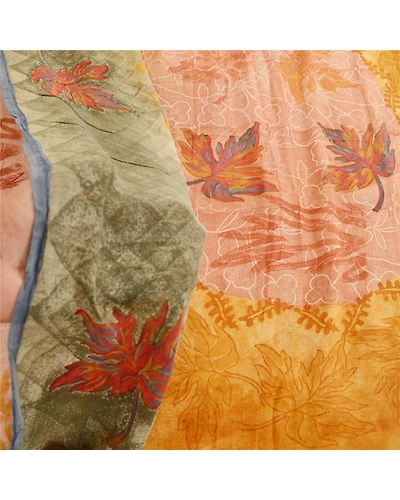 Sanskriti Vintage Peach Printed Sarees Pure Georgette Silk Sari 5Yd Craft Fabric, PRG-11100-Peach-Printed Floral Design-Pure Georgette Silk-4