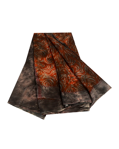 Sanskriti Vintage Brown Tie-Dye Sarees Blend Georgette Printed Sari Craft Fabric, PRG-11127-Brown-Printed Floral Design-Blend Georgette-2