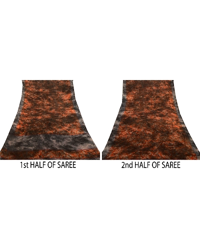 Sanskriti Vintage Brown Tie-Dye Sarees Blend Georgette Printed Sari Craft Fabric, PRG-11127-Brown-Printed Floral Design-Blend Georgette-5