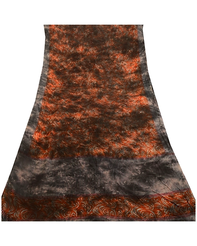 Sanskriti Vintage Brown Tie-Dye Sarees Blend Georgette Printed Sari Craft Fabric, PRG-11127-Brown-Printed Floral Design-Blend Georgette-8