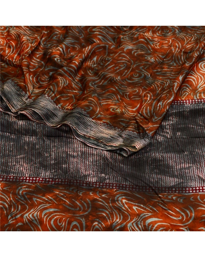 Sanskriti Vintage Brown Tie-Dye Sarees Blend Georgette Printed Sari Craft Fabric, PRG-11127-Brown-Printed Floral Design-Blend Georgette-9