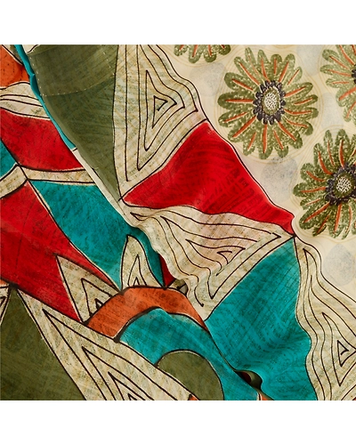 Sanskriti Vintage Green Sarees Pure Georgette Silk Printed Sari 5Yd Craft Fabric, PRG-11129-Green-Printed Floral Design-Pure Georgette Silk-1