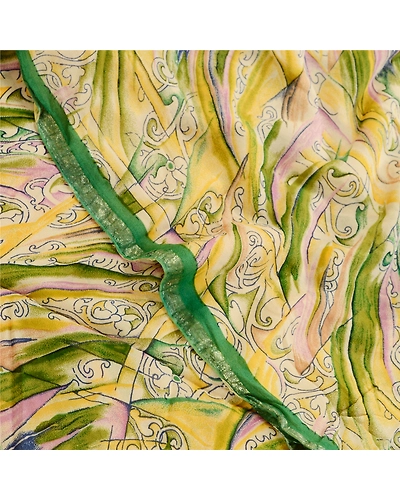 Sanskriti Vintage Multi Sarees Indian Blend Georgette Printed Sari Craft Fabric, PRG-11130-Multi-Printed Floral Design-Blend Georgette-1