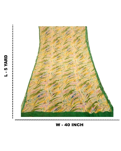 Sanskriti Vintage Multi Sarees Indian Blend Georgette Printed Sari Craft Fabric, PRG-11130-Multi-Printed Floral Design-Blend Georgette-3