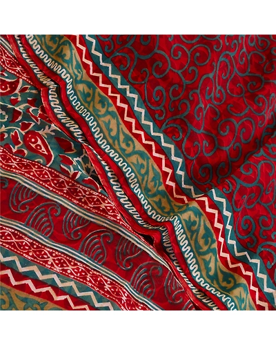 Sanskriti Vintage Dark Red Sarees Pure Georgette Silk Printed Sari Craft Fabric, PRG-11133-Dark Red-Printed Floral Design-Pure Georgette Silk-1