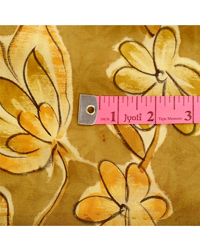 Sanskriti Vintage Mustard Printed Sarees Pure Georgette Silk Sari Craft Fabric, PRG-11151-Mustard-Printed Floral Design-Pure Georgette Silk-3