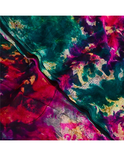 Sanskriti Vintage Multi Tie-Dye Sarees Pure Georgette Silk Sari 5Yd Craft Fabric, PRG-11161-Multi-Printed Floral Design-Pure Georgette Silk-5