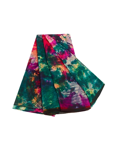 Sanskriti Vintage Multi Tie-Dye Sarees Pure Georgette Silk Sari 5Yd Craft Fabric, PRG-11161-Multi-Printed Floral Design-Pure Georgette Silk-7