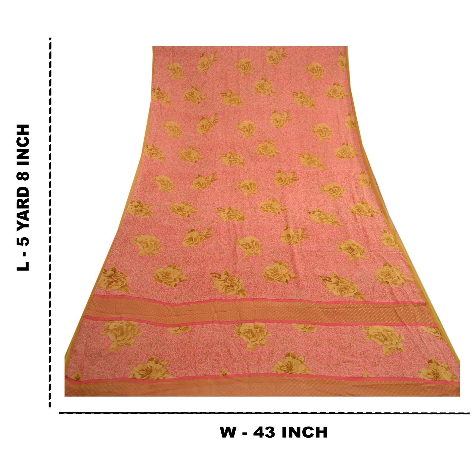 Sanskriti Vintage Pink Sarees Pure Georgette Silk Printed Sari Soft Craft Fabric, PRG-11162-Pink-Printed Floral Design-Pure Georgette Silk-9