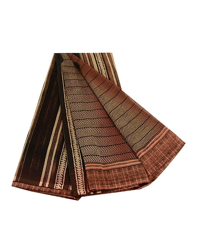 Sanskriti Vintage Indian Brown Sarees Georgette Printed Sari 5Yd Craft Fabric, PRG-11167-Brown-Printed Floral Design-Poly Georgette-7
