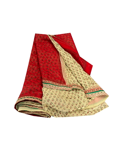 Sanskriti Vintage Green Sarees Pure Georgette Silk Printed Sari 5Yd Craft Fabric, PRG-11175-Green-Printed Floral Design-Pure Georgette Silk-2