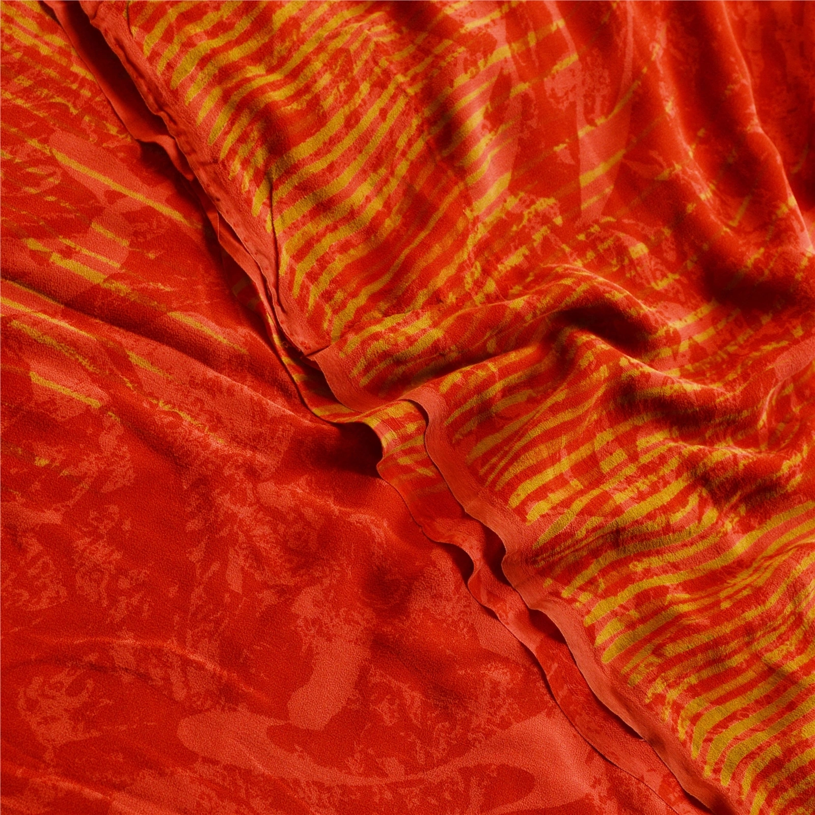 Sanskriti Vintage Red Sarees Pure Georgette Silk Printed Sari 5Yd Craft Fabric, PRG-11192-Red-Printed Design-Pure Georgette Silk-1