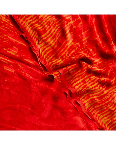 Sanskriti Vintage Red Sarees Pure Georgette Silk Printed Sari 5Yd Craft Fabric, PRG-11192-Red-Printed Design-Pure Georgette Silk-1