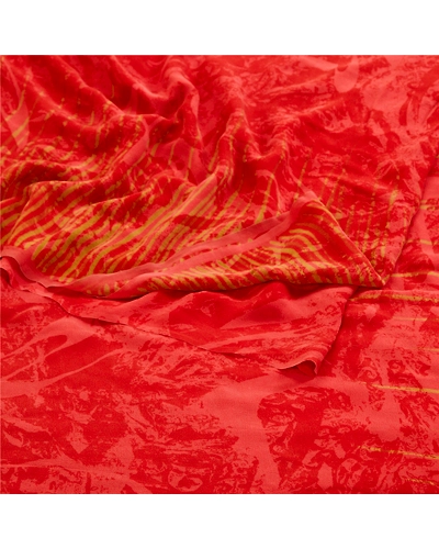 Sanskriti Vintage Red Sarees Pure Georgette Silk Printed Sari 5Yd Craft Fabric, PRG-11192-Red-Printed Design-Pure Georgette Silk-7