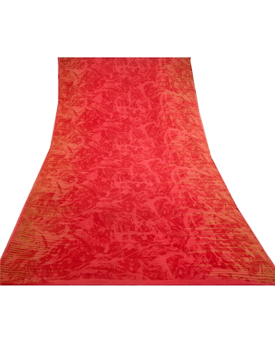 Sanskriti Vintage Red Sarees Pure Georgette Silk Printed Sari 5Yd Craft Fabric, PRG-11192-Red-Printed Design-Pure Georgette Silk-8