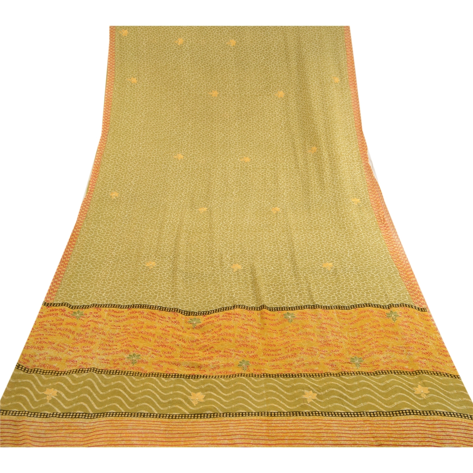 Sanskriti Vintage Green Embroidered Print Sarees Pure Georgette Silk Sari Fabric, PRG-11296-Green-Printed Floral Design-Pure Georgette Silk-8